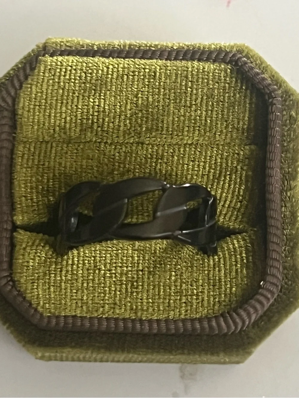 Black Men's Link Ring - Sleek Chain-Style Band 8mm Size 11